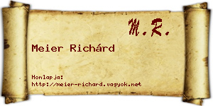 Meier Richárd névjegykártya